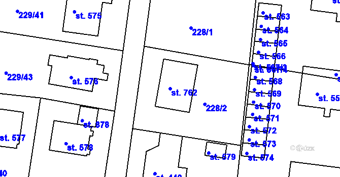 Parcela st. 762 v KÚ Klecany, Katastrální mapa