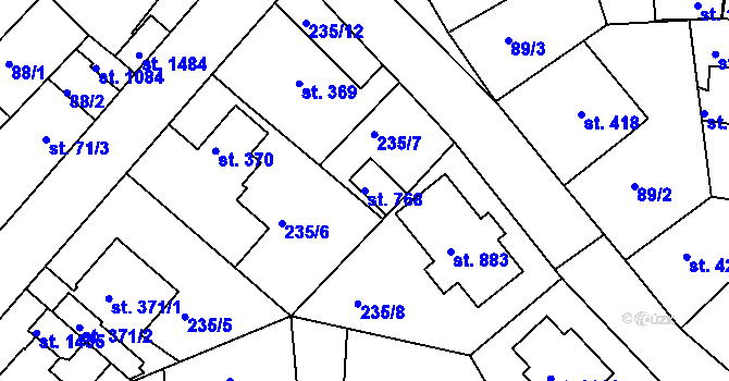 Parcela st. 768 v KÚ Klecany, Katastrální mapa