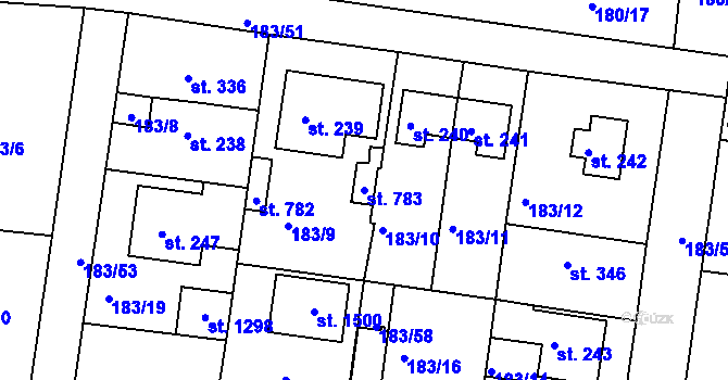 Parcela st. 783 v KÚ Klecany, Katastrální mapa