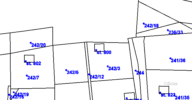 Parcela st. 800 v KÚ Klecany, Katastrální mapa