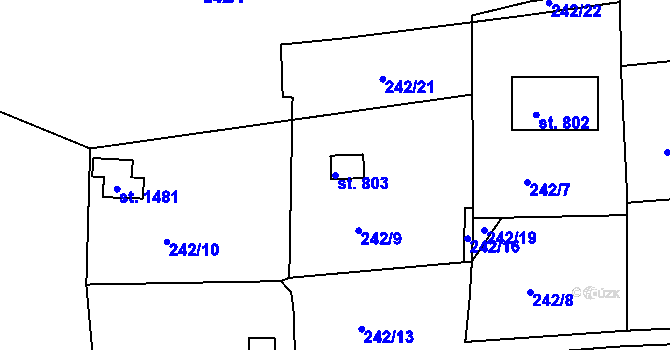 Parcela st. 803 v KÚ Klecany, Katastrální mapa