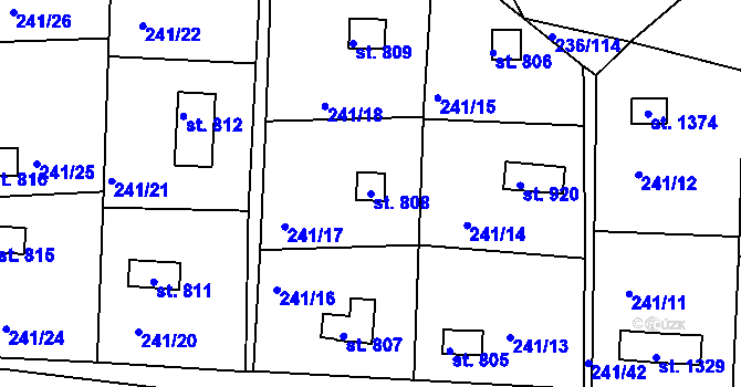 Parcela st. 808 v KÚ Klecany, Katastrální mapa