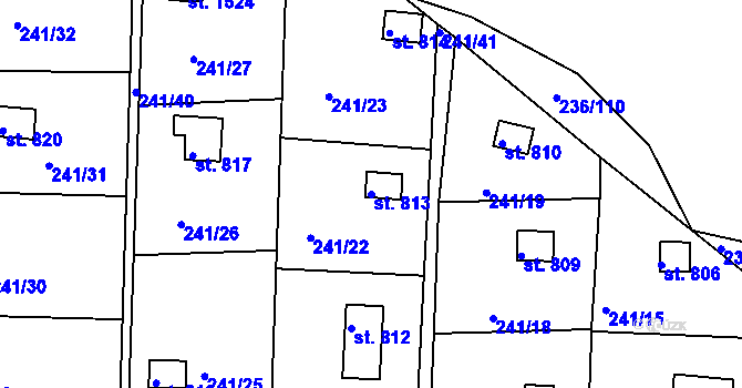 Parcela st. 813 v KÚ Klecany, Katastrální mapa