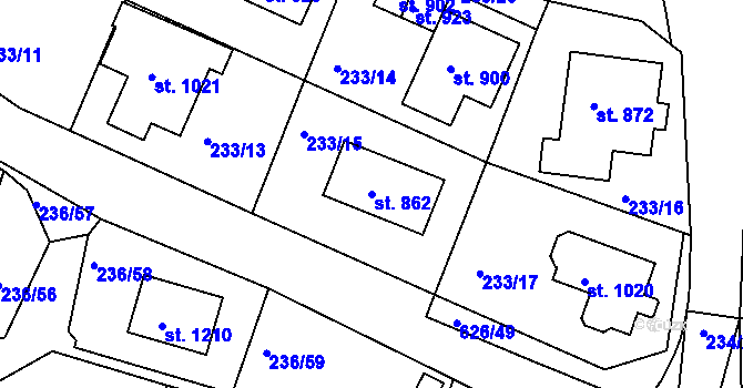 Parcela st. 862 v KÚ Klecany, Katastrální mapa
