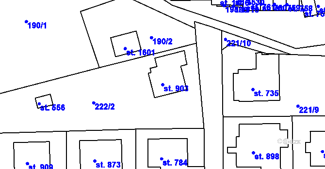 Parcela st. 903 v KÚ Klecany, Katastrální mapa
