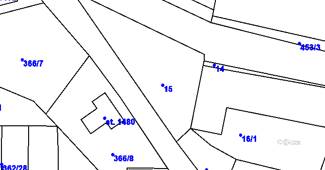 Parcela st. 15 v KÚ Klecany, Katastrální mapa
