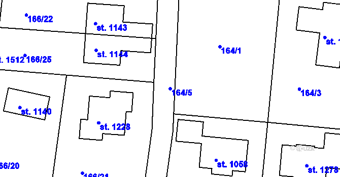 Parcela st. 164/5 v KÚ Klecany, Katastrální mapa