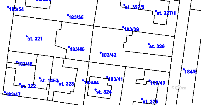 Parcela st. 183/42 v KÚ Klecany, Katastrální mapa