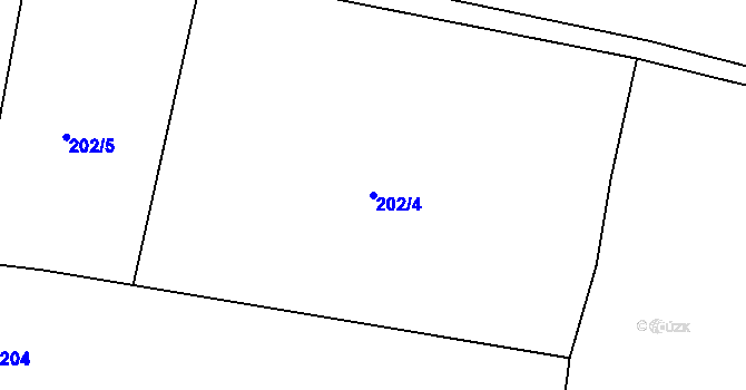 Parcela st. 202/4 v KÚ Klecany, Katastrální mapa