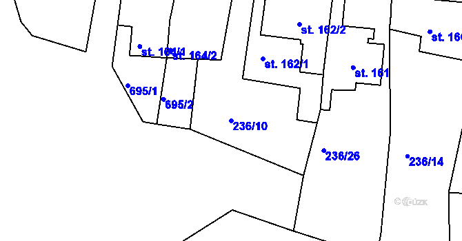 Parcela st. 236/10 v KÚ Klecany, Katastrální mapa