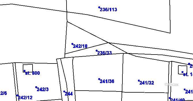 Parcela st. 236/33 v KÚ Klecany, Katastrální mapa