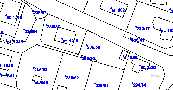 Parcela st. 236/59 v KÚ Klecany, Katastrální mapa