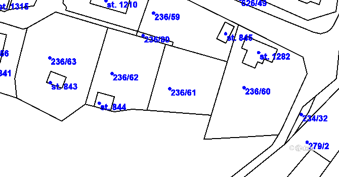Parcela st. 236/61 v KÚ Klecany, Katastrální mapa