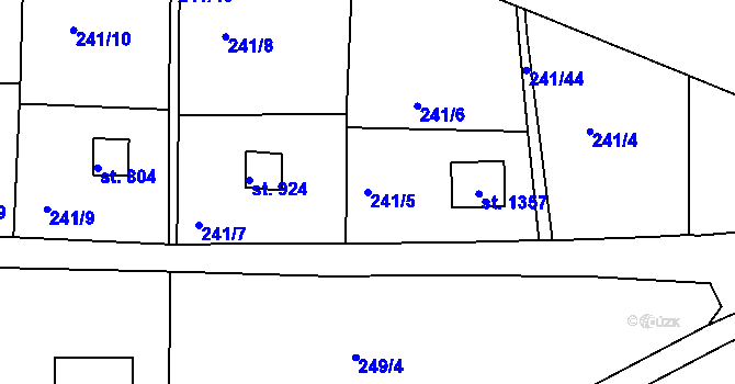 Parcela st. 241/5 v KÚ Klecany, Katastrální mapa