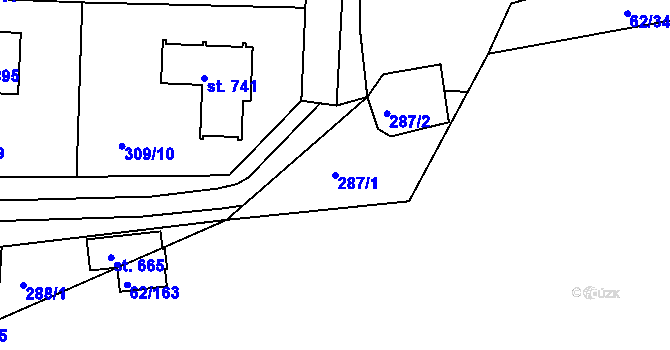 Parcela st. 287/1 v KÚ Klecany, Katastrální mapa