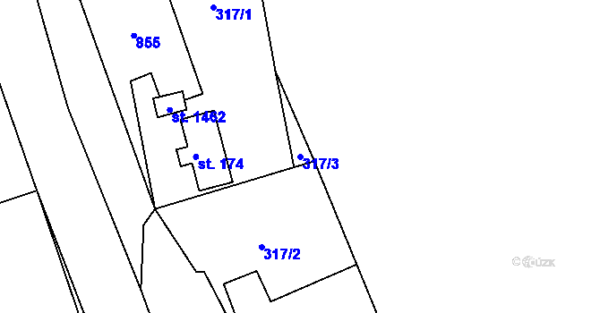 Parcela st. 317/3 v KÚ Klecany, Katastrální mapa