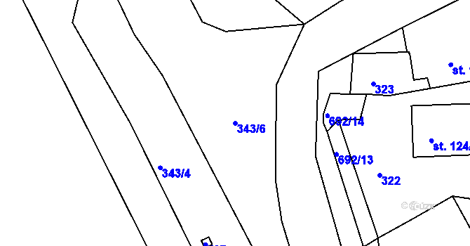 Parcela st. 343/6 v KÚ Klecany, Katastrální mapa