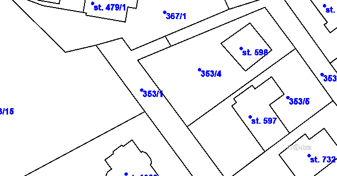 Parcela st. 353/7 v KÚ Klecany, Katastrální mapa