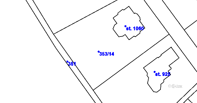 Parcela st. 353/14 v KÚ Klecany, Katastrální mapa