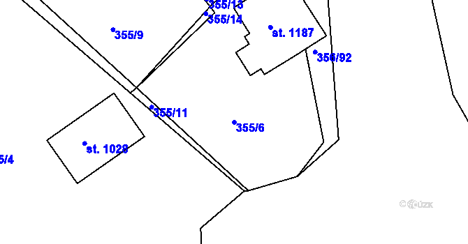 Parcela st. 355/6 v KÚ Klecany, Katastrální mapa