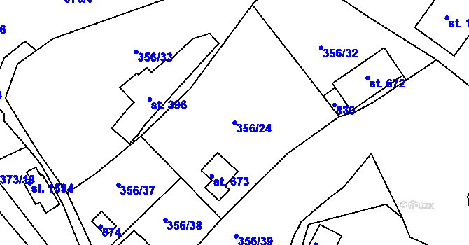 Parcela st. 356/24 v KÚ Klecany, Katastrální mapa