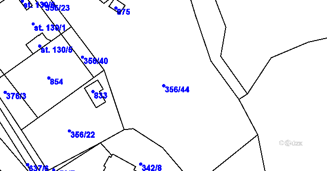 Parcela st. 356/44 v KÚ Klecany, Katastrální mapa