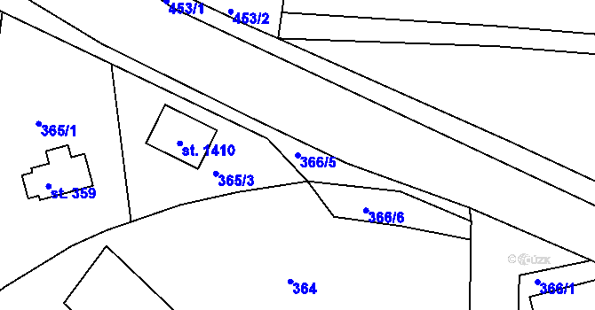 Parcela st. 366/5 v KÚ Klecany, Katastrální mapa