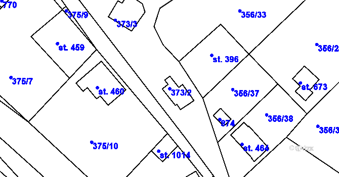 Parcela st. 373/2 v KÚ Klecany, Katastrální mapa