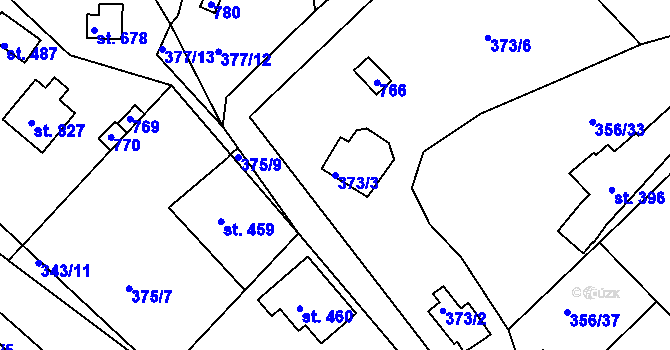 Parcela st. 373/3 v KÚ Klecany, Katastrální mapa