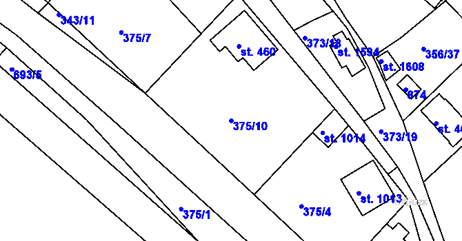 Parcela st. 375/10 v KÚ Klecany, Katastrální mapa