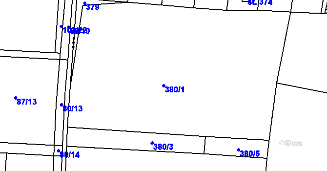 Parcela st. 380/1 v KÚ Klecany, Katastrální mapa