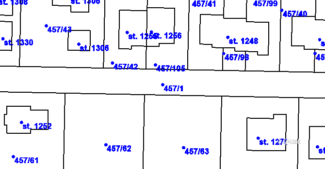 Parcela st. 457/1 v KÚ Klecany, Katastrální mapa