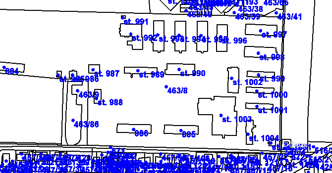 Parcela st. 463/8 v KÚ Klecany, Katastrální mapa