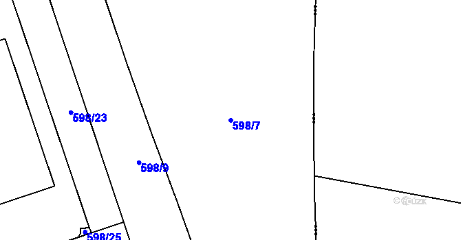 Parcela st. 598/7 v KÚ Klecany, Katastrální mapa