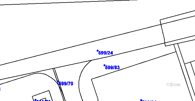 Parcela st. 599/24 v KÚ Klecany, Katastrální mapa