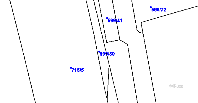 Parcela st. 599/30 v KÚ Klecany, Katastrální mapa