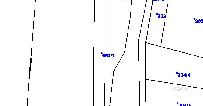 Parcela st. 693/1 v KÚ Klecany, Katastrální mapa