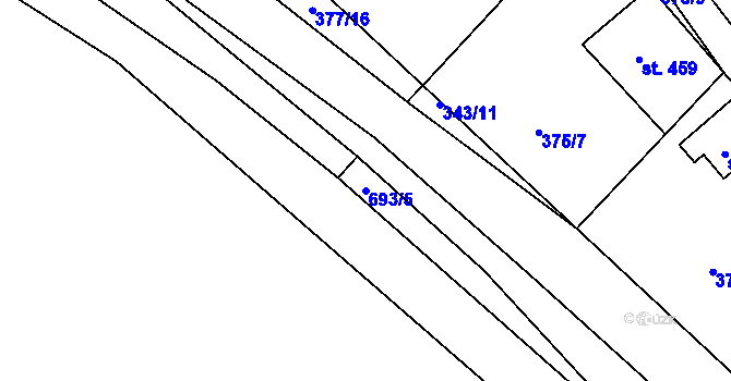Parcela st. 693/5 v KÚ Klecany, Katastrální mapa