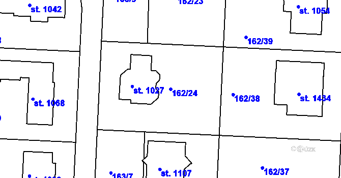 Parcela st. 162/24 v KÚ Klecany, Katastrální mapa