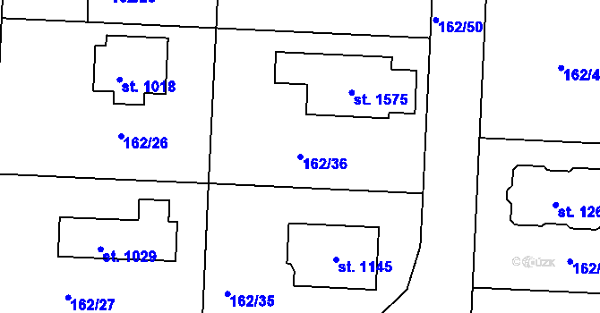 Parcela st. 162/36 v KÚ Klecany, Katastrální mapa