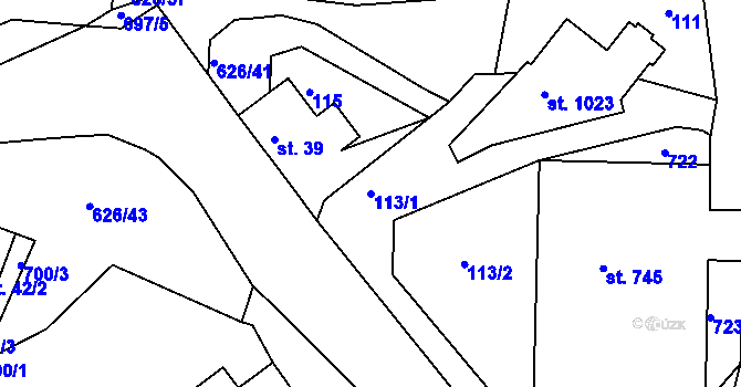 Parcela st. 113/1 v KÚ Klecany, Katastrální mapa