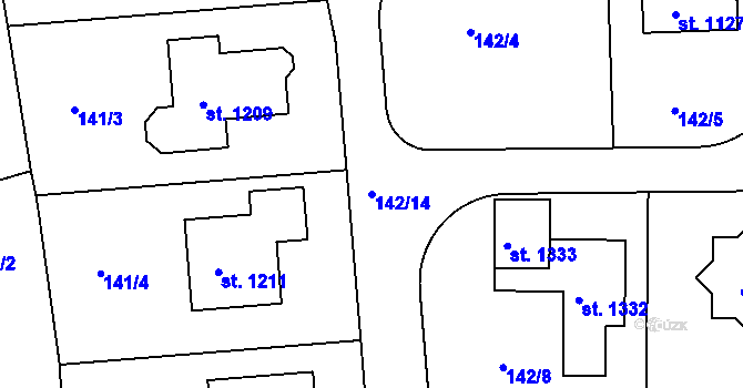 Parcela st. 142/14 v KÚ Klecany, Katastrální mapa