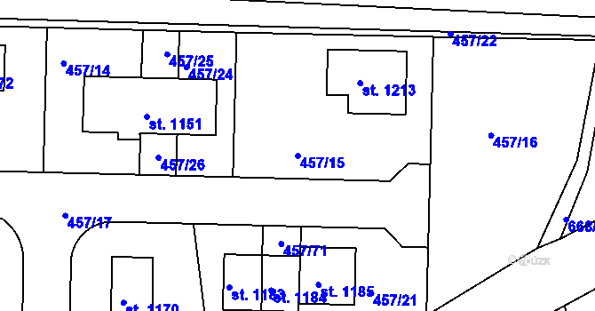Parcela st. 457/15 v KÚ Klecany, Katastrální mapa