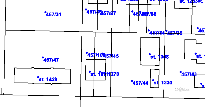 Parcela st. 457/45 v KÚ Klecany, Katastrální mapa