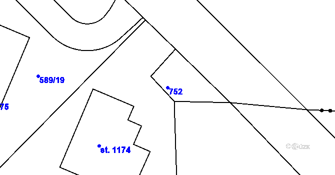 Parcela st. 752 v KÚ Klecany, Katastrální mapa