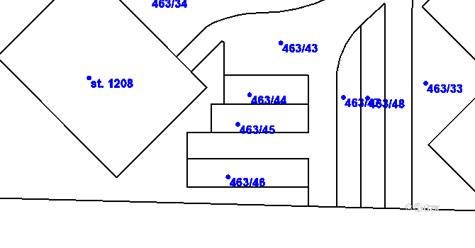 Parcela st. 463/45 v KÚ Klecany, Katastrální mapa