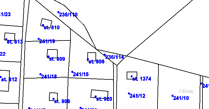 Parcela st. 236/114 v KÚ Klecany, Katastrální mapa