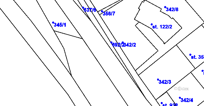 Parcela st. 343/8 v KÚ Klecany, Katastrální mapa