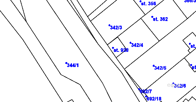 Parcela st. 343/12 v KÚ Klecany, Katastrální mapa