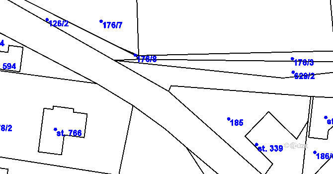 Parcela st. 629/11 v KÚ Klecany, Katastrální mapa